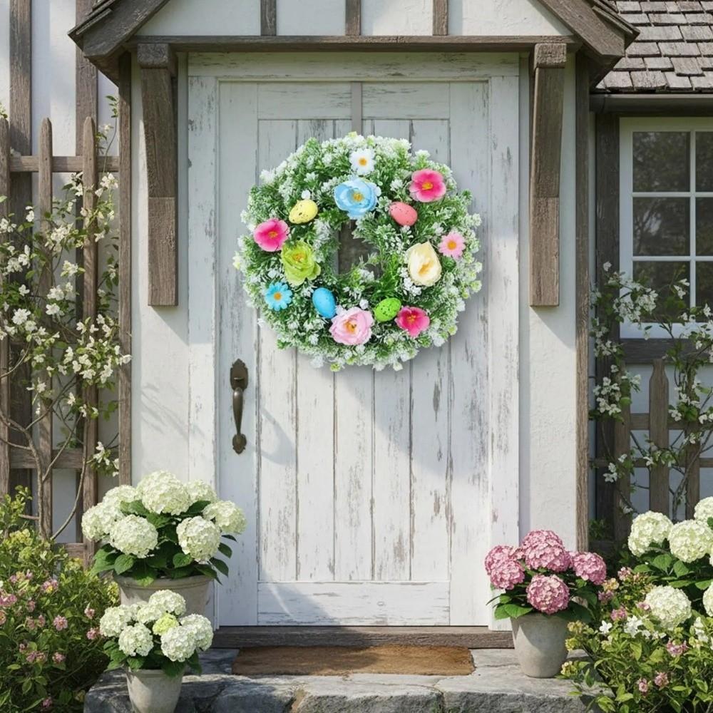 Lifelike Easter Egg Wreath Plastic Spring Floral Wreath Artificial Wreath  Wedding Party