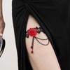 Chaîne de cuisse Gothique Dentelle Rose Cristal Pompon Sexy Club de Nuit Fête Porte-jarretelles de Jambe Cheville Bijoux Pour Femmes