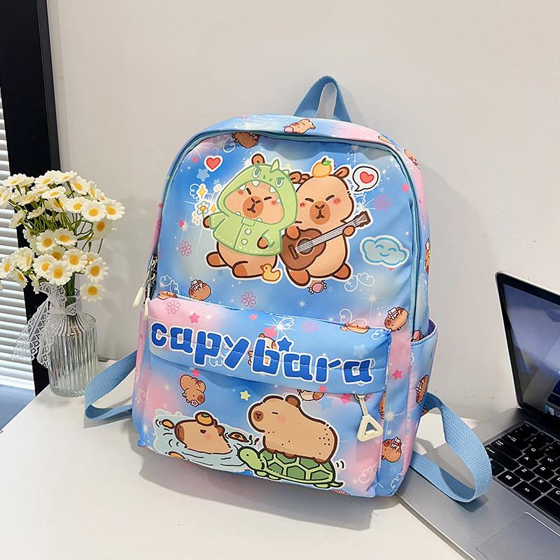 Cartoon Capybara Cute Car Bath Singing Printed Children Large Backpack Capacity
