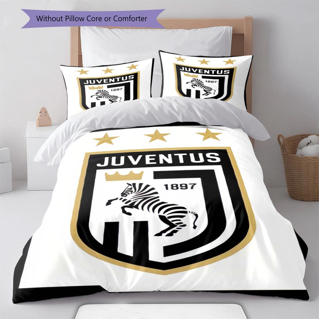 Set Copripiumino Trapuntato Juve Federa Federe Decorazione Casa Regalo di Compleanno (1 * copripiumino + 2 * federa, senza nucleo)
