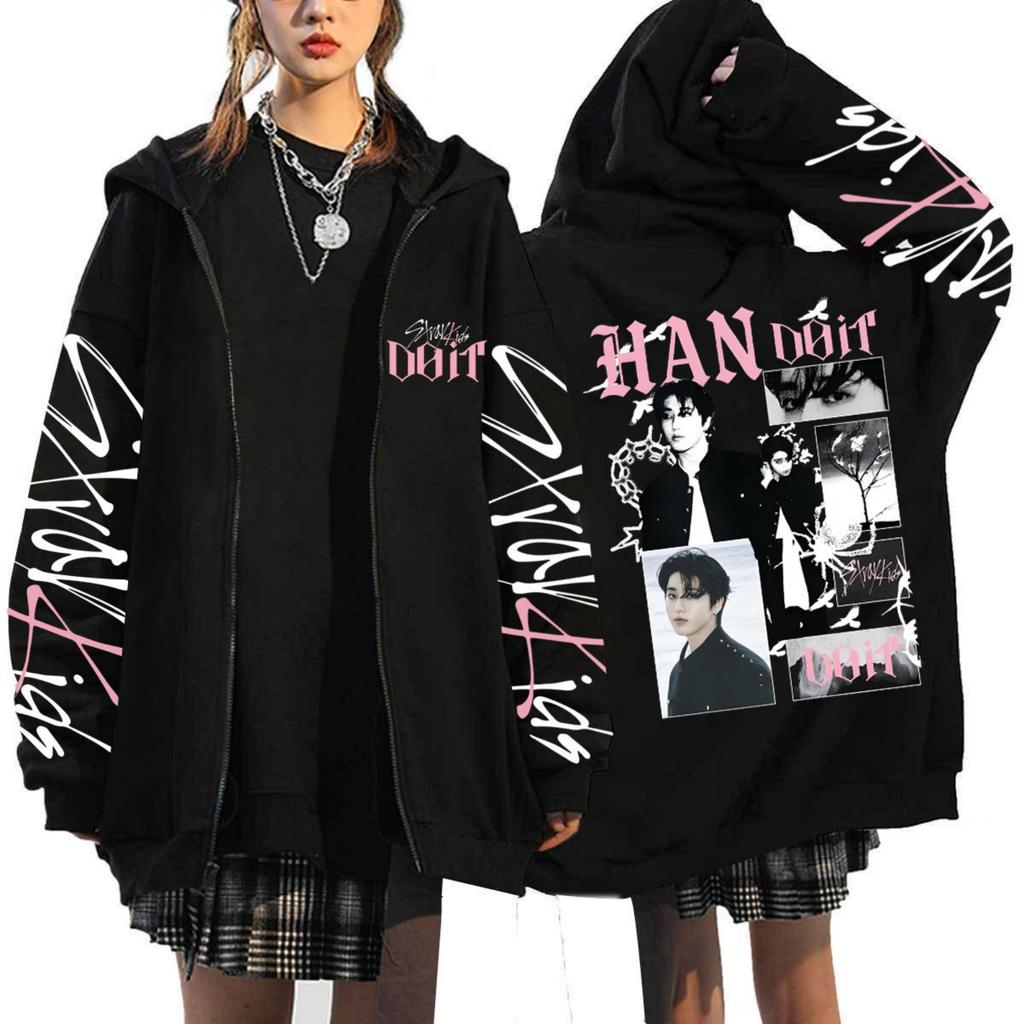 Moletom Feminino Casual Fashion Estampado de Manga Longa com Zíper e Capuz