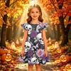 Girls Halloween Print Dress Casual Sleeve Party Dress for Children Holiday Outfit