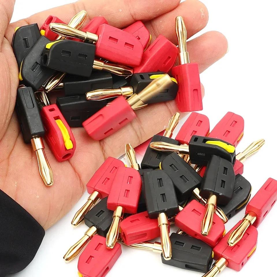 Audio Adapter Banana Plug No Solder Quick Connection Banana Plug Suitable for High Power Devices with 32A Current Capacity and Gold Plated Contact