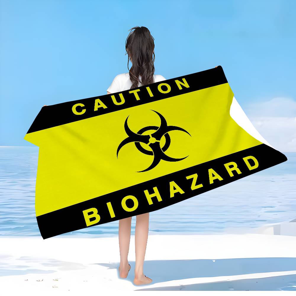Games Biohazard Logo Bath Towel Microfiber Soft Water Absorbing Breathable For Girl Kids Decorative Cartoon Beach Towel