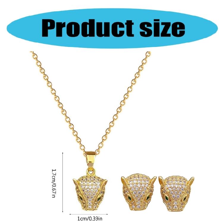 Multipurpose Leopard Head Necklace and Earring Set Craft from Sturdy Steel Materials Stylish Outfits for Trendy Women