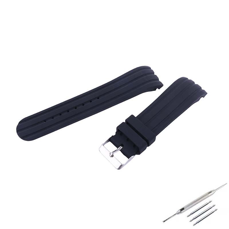 Waterproof 24mm Silicone Watch Strap with Buckle for Outdoor Sports 24mm чёрный