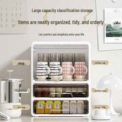 Large Capacity Dustproof Cup & Mug Storage Rack for Living Room