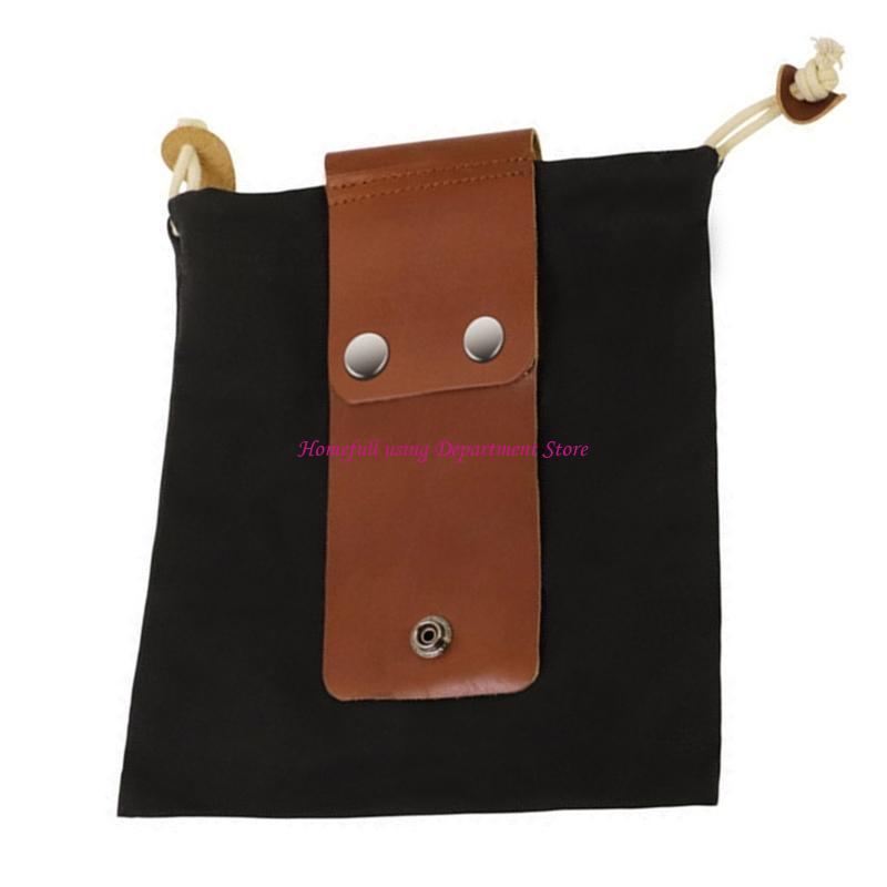 

Waxed Canvas Foraging Hiking Waist Pack Collapsible Bag Leather Mushroom чорний