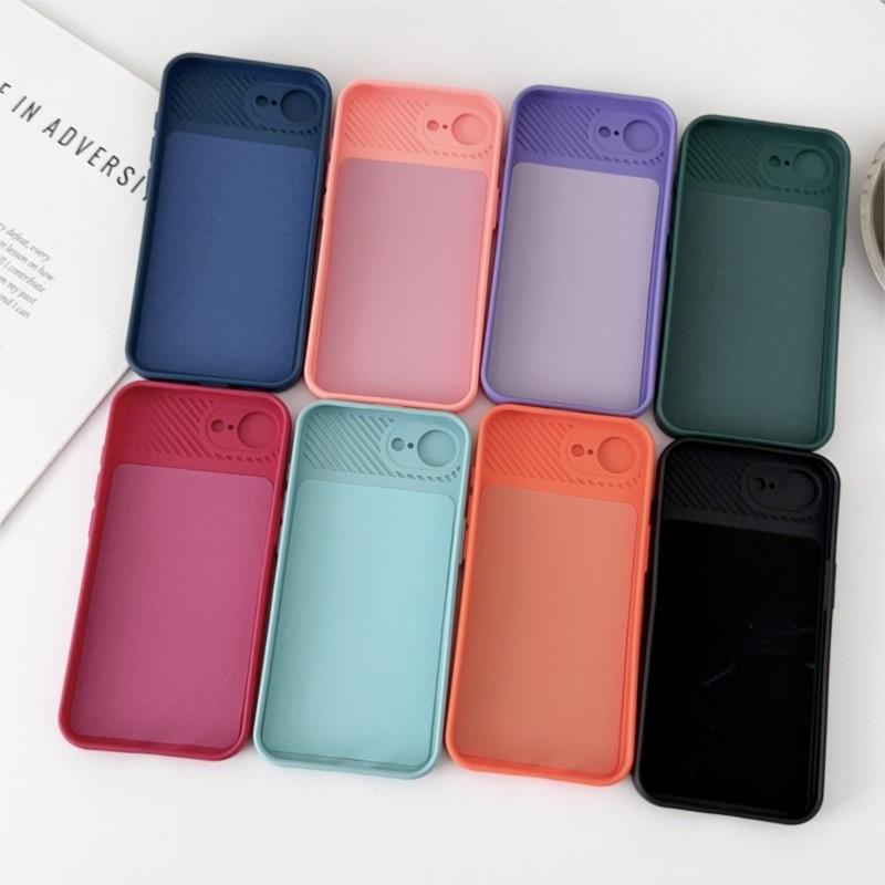 Soft Silicone Slide Camera Protection Case for iPhone 16 16E 15 14 13 12 11 Pro Max Plus X XS XR SE4 Mini TPU Shockproof Cover