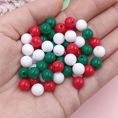 15/20/30 szt. DIY Naszyjnik Bransoletka Styl Świąteczny Okrągłe Akrylowe Koraliki Luźne 8-16 mm Materiały Akcesoria do Tworzenia Biżuterii Ręcznie Robione