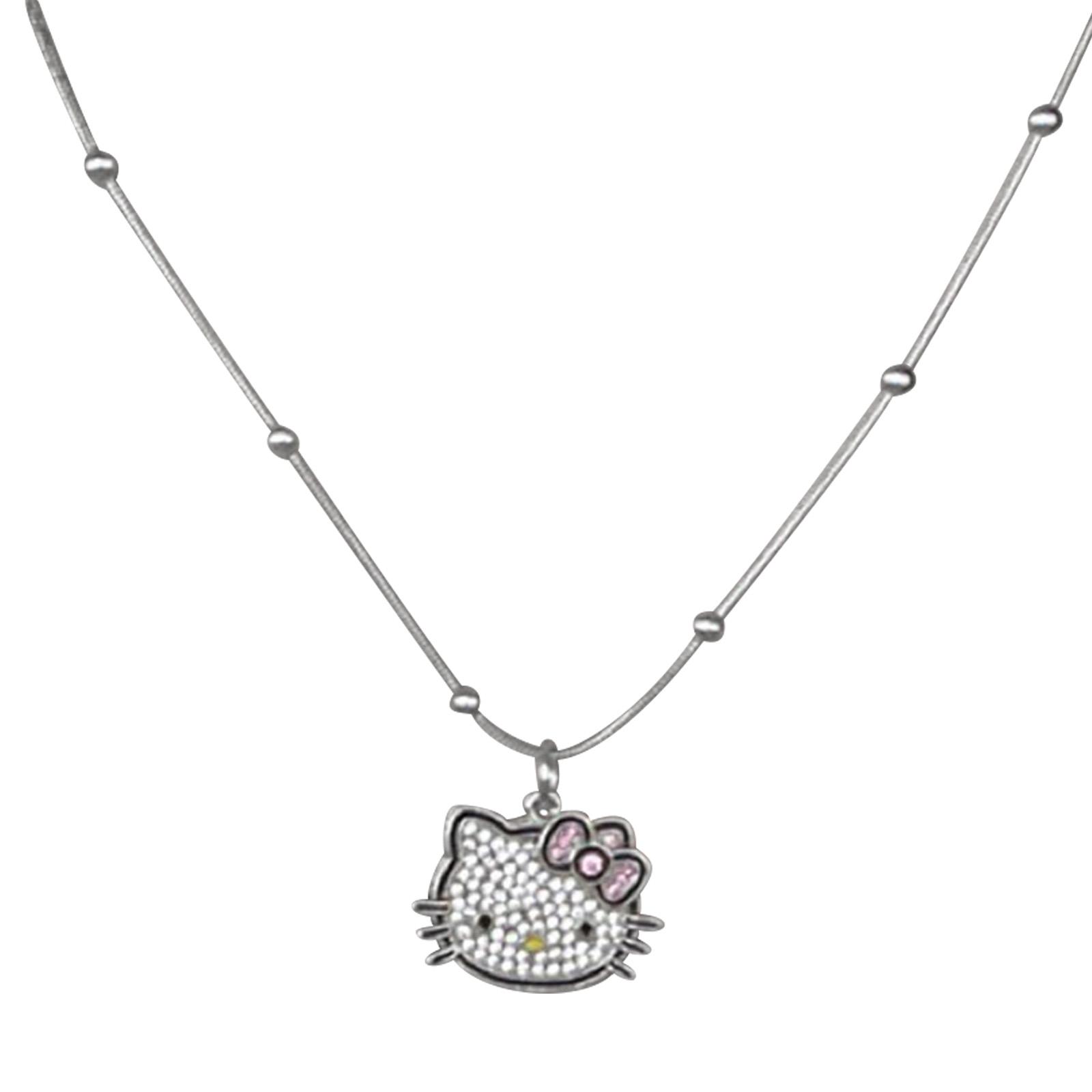 

Y2K Cat Necklace Fashion Rhinestone Cat Clavicle Chain Summer Jewelry Bead Chain Cat Choker Holiday Gift Women Girl Teen 1