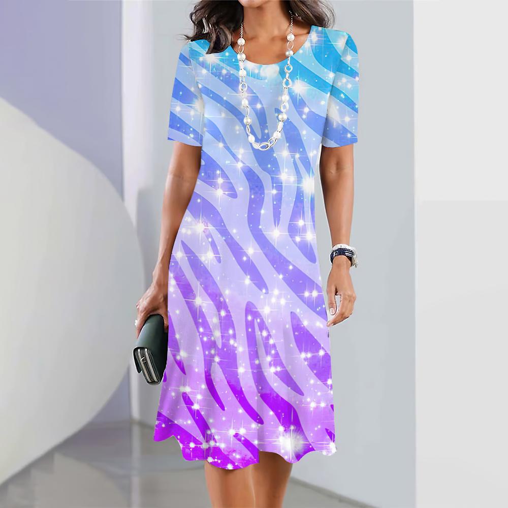 Women Dresses Leopard Animal Print Elegant Dresses Summer Medium Length Dress Large Size Female Fashion Trend
