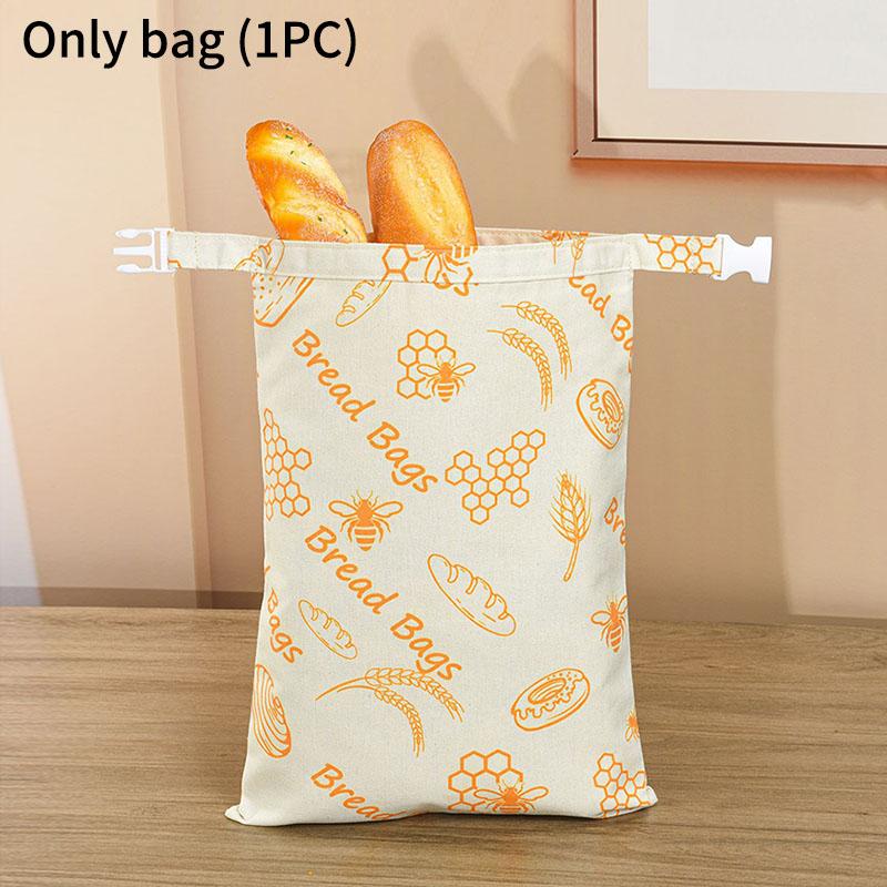 L Zipper Linen Cotton Beeswax Bread Bag Double-Layer with Buckle Reusable Food Storage for Bakery Eco-Friendly Sandwich Wrap