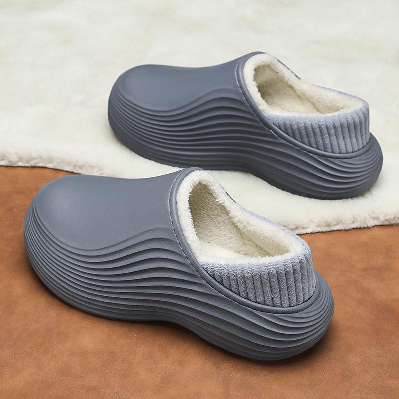 Men's Women's Cotton Slippers Warm Winter Casual Leather Shoes Waterproof and Non-slip Indoor Outdoor Walking Cotton Shoes 36-46