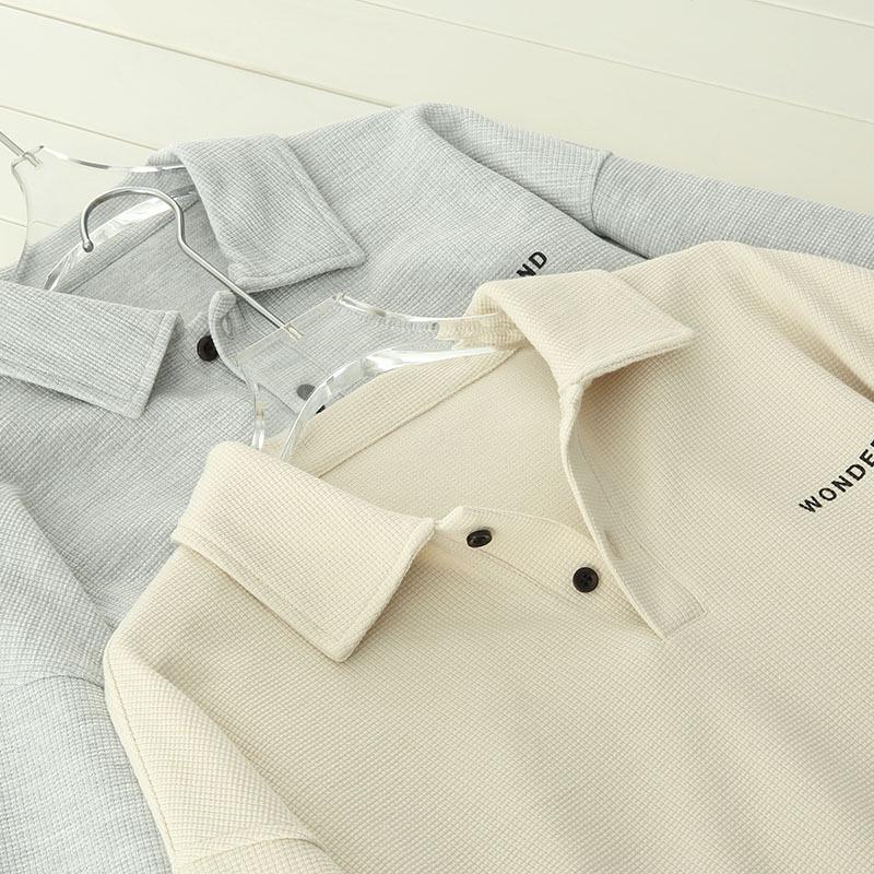 Retro Loose-Fit Long Sleeve Polo Sweatshirt - Versatile Casual Style for Students and Influencers