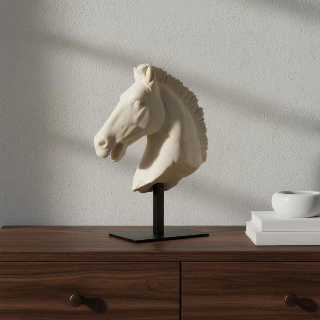 Statua Testa di Cavallo Mix Moderno Antico Retro Vintage Busto Equestre Decorazione per