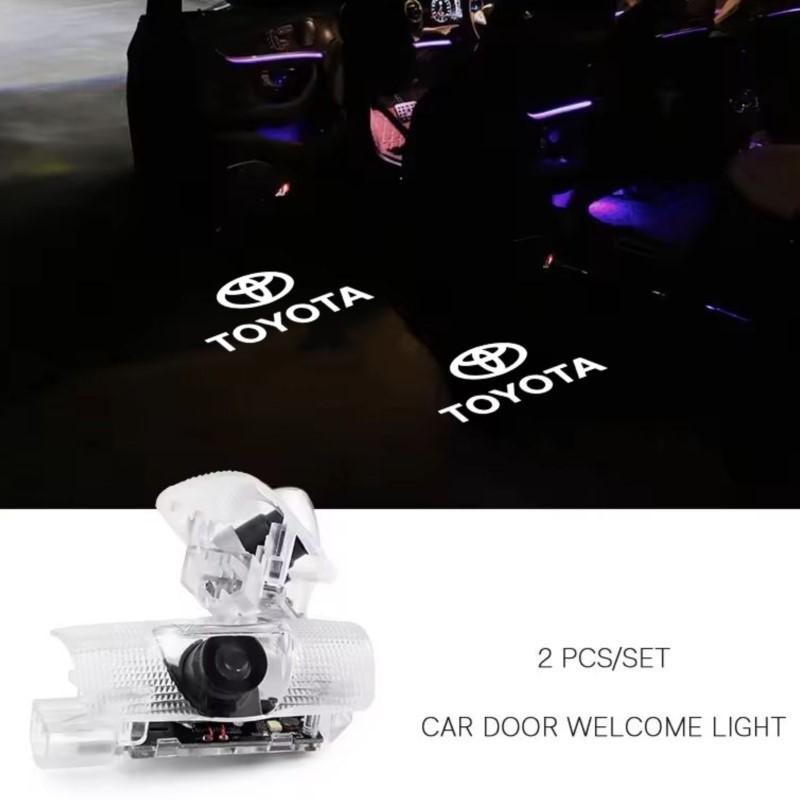 2Pcs Car Door Projector Lamps Welcome Lights Accessories For Toyota Corolla Yaris Aygo Prius RAV4 Crown CHR Camry Auris Verso