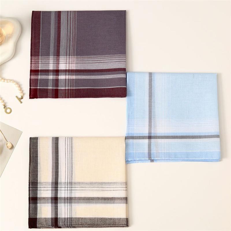 

3Pcs 38x38cm Men s Pure Cotton Handkerchief Classic Retro Checkered Thin Style Absorbent Suit Decoration Towels