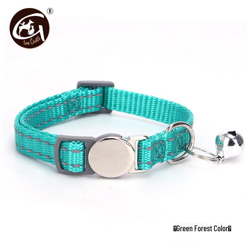 Reflective Nylon Cat Collar with Engraved Metal Buckle
