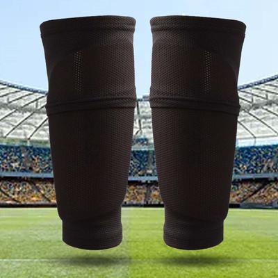 Protège-tibias de Football pour Enfant, Chaussettes Tenant Adulte Noir avec Poche Protecteur Compression Mollet