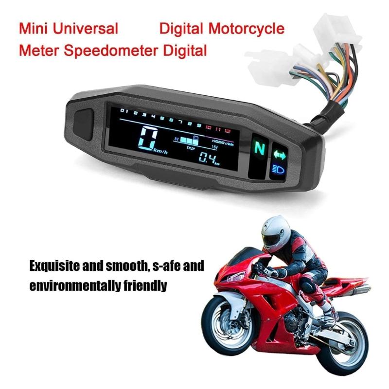 Motorcycle Speedometer LCD Display With Odometer Tachometer Fuel Level White Backlight Waterproof Design For Most Bike Models