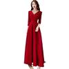Autumn Red Wedding & Engagement Dress: Elegant Toast Dress for Brides