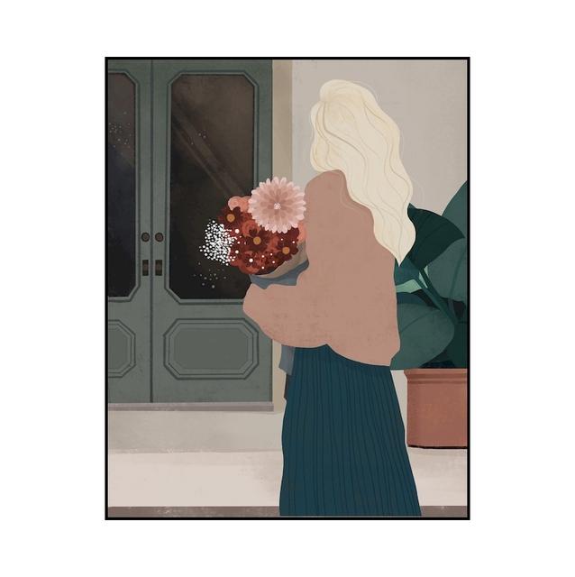 Boho Girl Wall Art Posters Tropical Leaves Abstract Canvas Painting and Prints Pictures for Living Room Home Decor No Frame