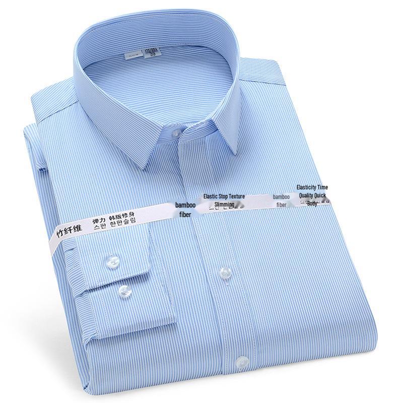 Golden Shield Men's Long Sleeve Non-Iron Bamboo Fiber White Shirt - Business Formal