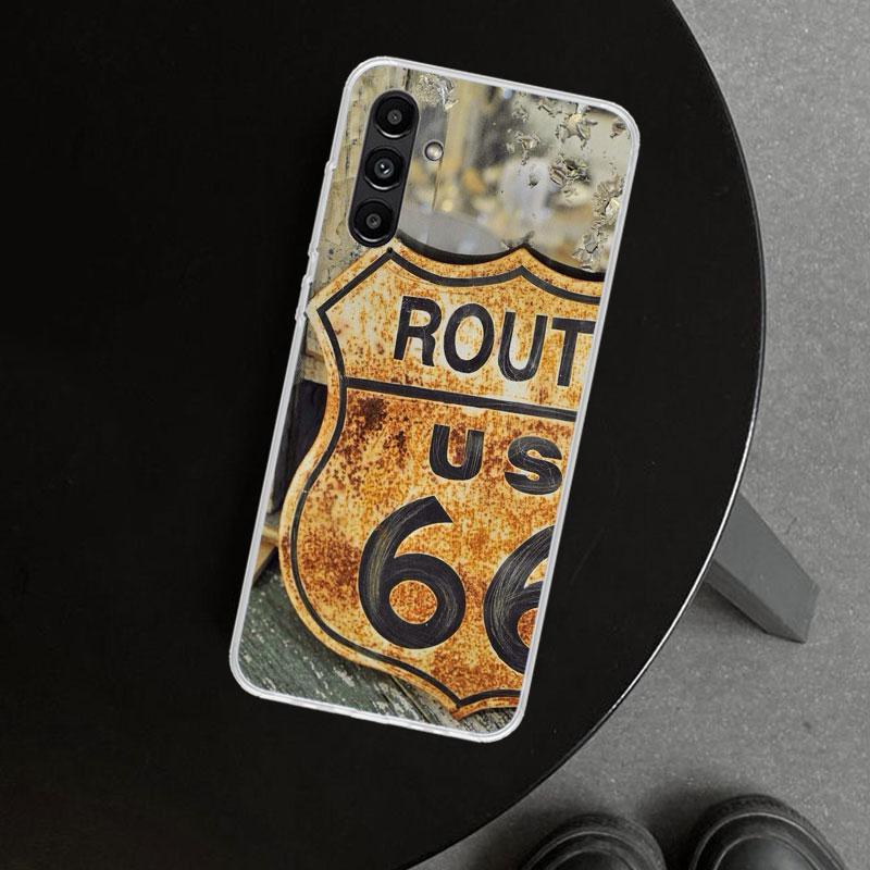 America Route 66 Phone Case Cover for Samsung Galaxy A17 A16 A26 A36 A56 A57 A37 A15 A25 A35 A55 A14 A24 A34 A54 A13 A23 A33 A53