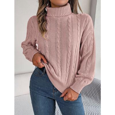 Women's Autumn and Winter Casual Solid Color Twist Long-sleeved Turtleneck Sweater