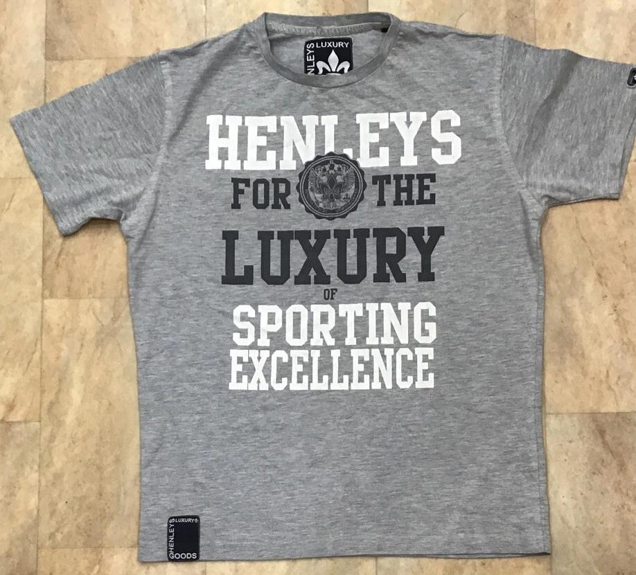 

Henleys Grey Marl Short Sleeve T Shirt Top Cotton Blend Logo Print 140