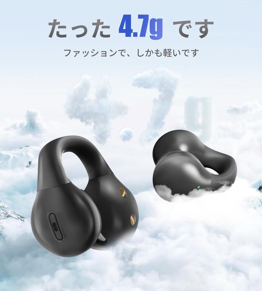 King Lucky Ear Cuff Wireless Earbuds with Bluetooth 5.3 Compatible  Open-Ear Design  No Ear Blockage  IPX4 Waterproof  Built-in Microphone  Fast