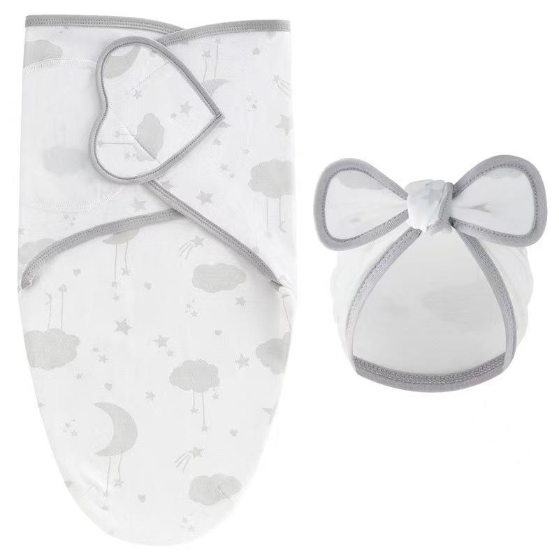 Newborn Swaddle Set: Silk Sleep Bag & Heart Blanket with Indian Hat