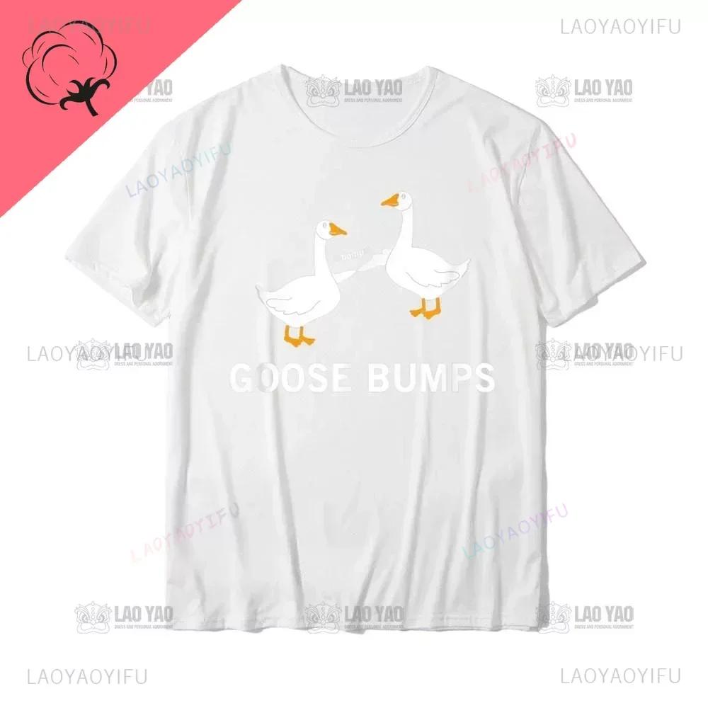 Kawaii Koszulka z Gęsią Zabawna Koszulka Gęsia Skórka Głupia Gęś Kobiety Mężczyźni Casualowe Topy do Dojazdów Oversizowa Koszulka Camisetas Koszulki na Zamówienie