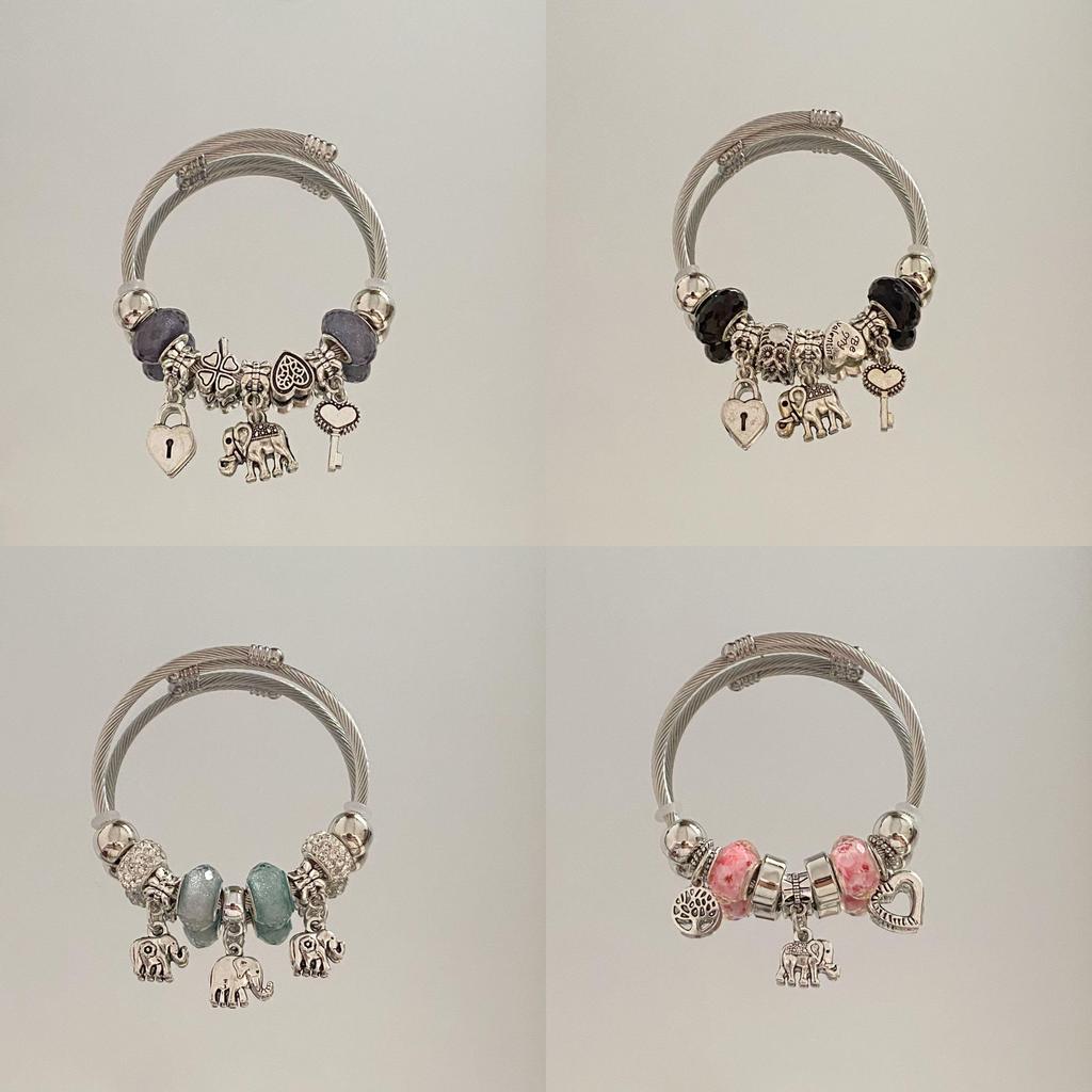 Modern Elephant Bead Bracelet With Stainless Steel Material For Fashion Casual Wear