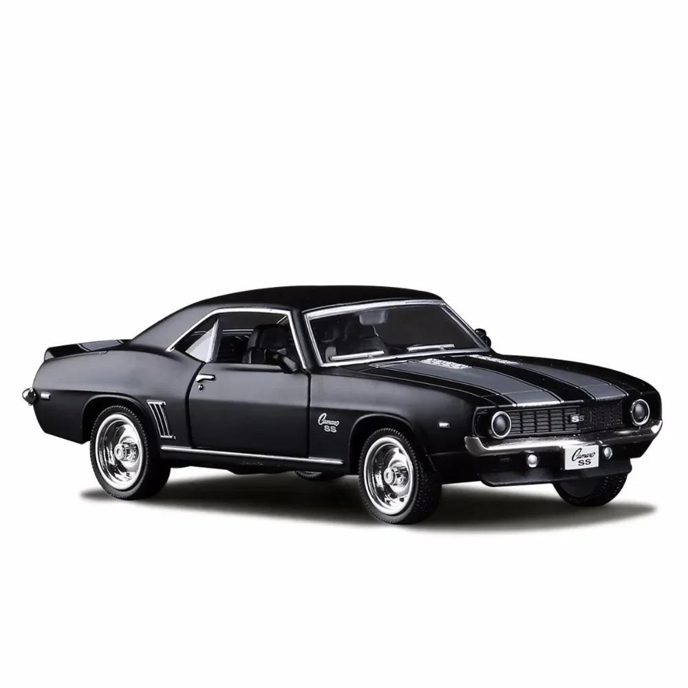 1:36 Chevrolet USA 1969 Camaro SS Vintage Matt Schwarz Diecast Metall Auto Modell Spielzeug Für Sammlung Geschenk Kinder A318