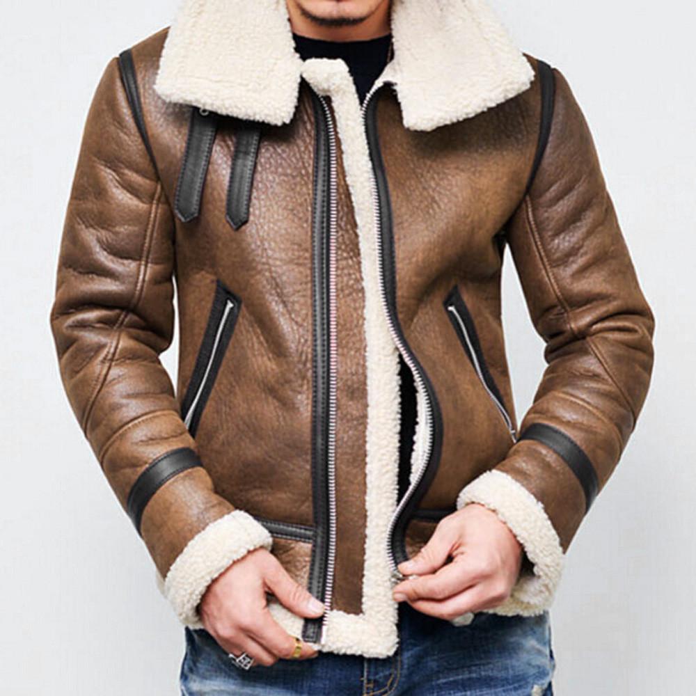 TUSANG Mens Autumn Winter Warm Fur Liner ZipperLapel Leather Zipper Outwear Top Coat Lapel Outwear TUSANG Mens Autumn Winter Warm Fur Liner ZipperLapel Leather Zipper Outwear Top Coat Lapel Outwear