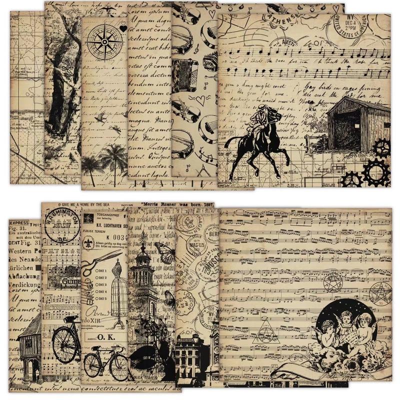 24pcs Single-Sided Vintage Scrapbooking DIY Decorative Cardmaking Supplies Craft Paper