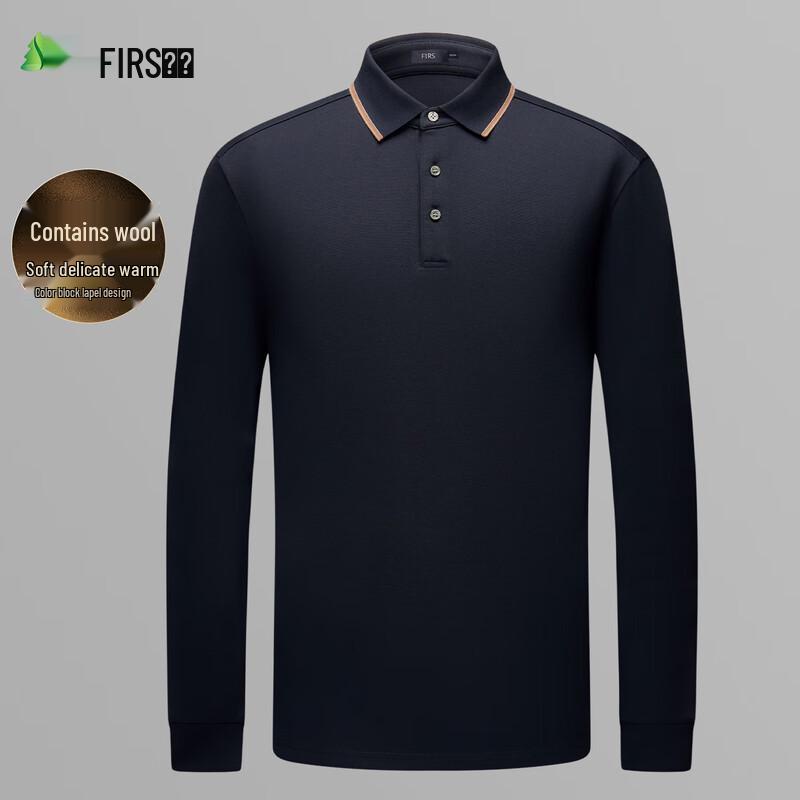 FIRS Men's Wool Blend Long Sleeve Polo Shirt