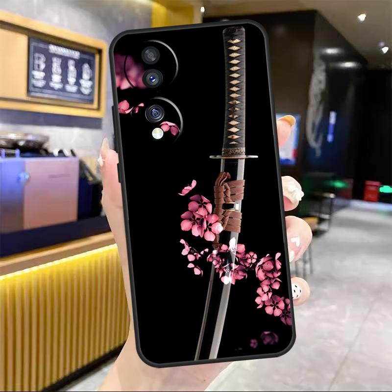 Japan Samurai Katana For Honor Magic 8 7 6 Pro Case For Honor 200 400 50 70 90 Lite X8c X8b X9a X9b X9c X9d Win RT