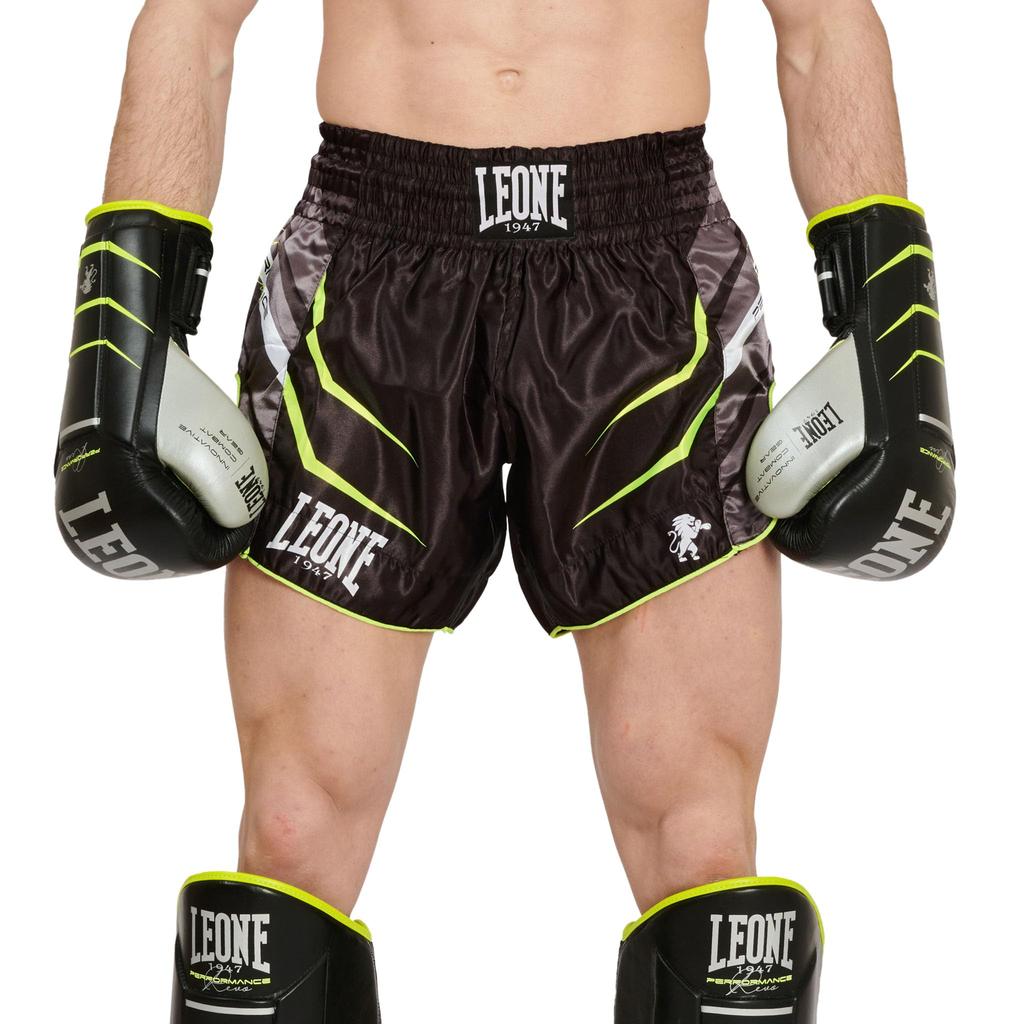 Muay Thai Kickboxing Shorts LEVO FLUO Black [Leone 1947]
