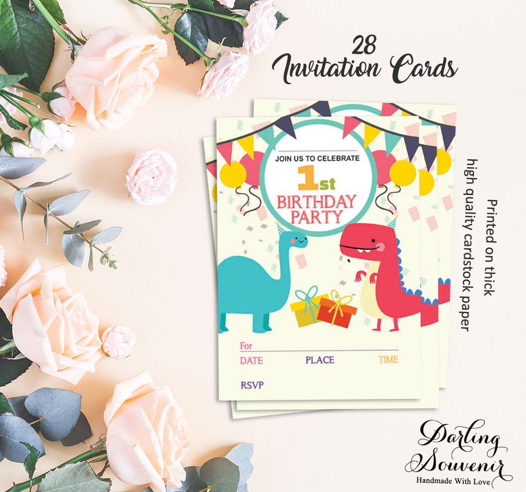 Darling Souvenir Multicolor Birthday Invitation Card Printable Fill or Write In Blank Invites Party Supplies Pack Of 28 5 X 7