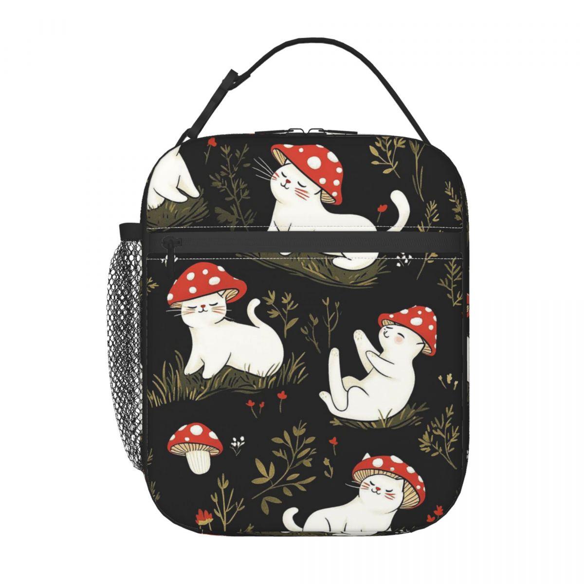 

Cartoon Mushroom Cat Design Insulated Lunch Bag for Women Kids Portable Food Boxes Thermal Lunch Box Tote One Size