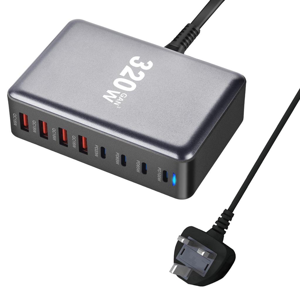440W Multi-Port Gallium Nitride PD Charger with 8 Ports and PD100W Adapter