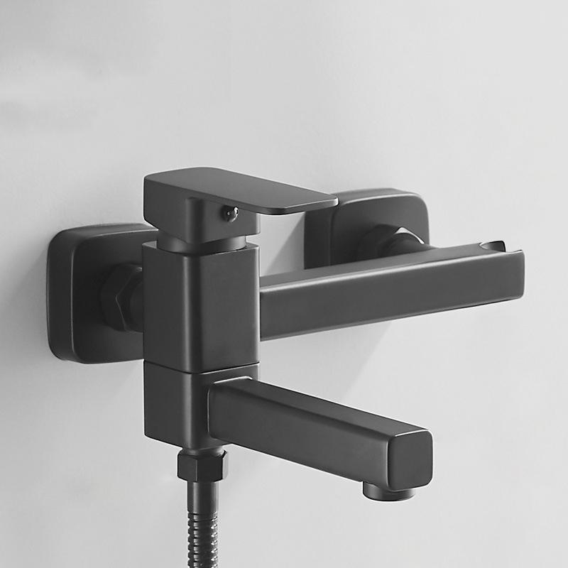 Brass Black Wall-Mounted Hot and Cold Mixed Type Bathtub Spout Hand Spray Shower Seat Gray White Chrome Bathroom Faucet