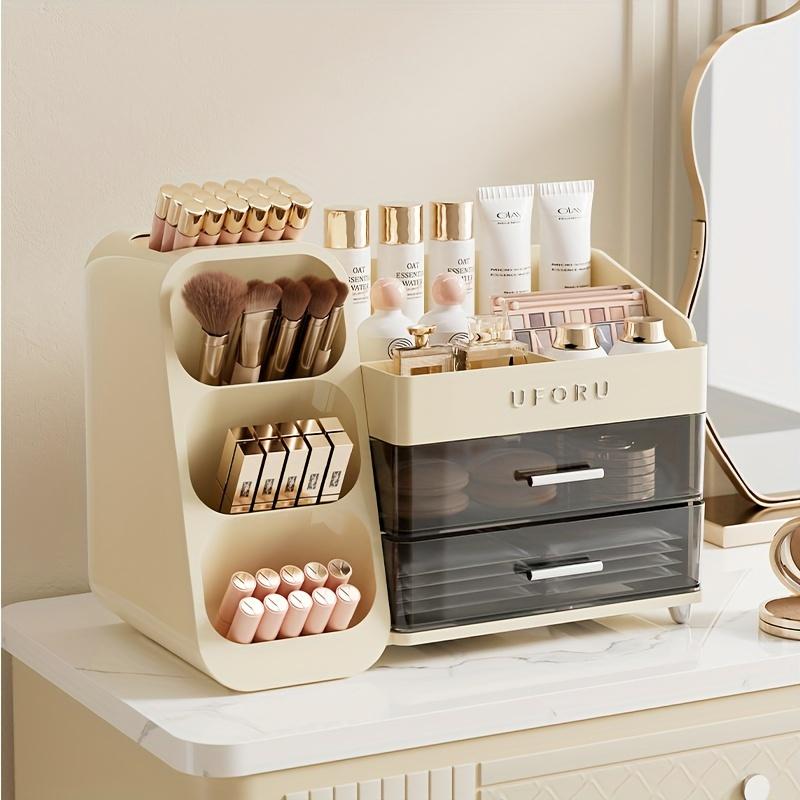 

Clear Slant-Insert Pen Holder for Desk, Multi-Functional Organizer Rack for Stationery, Bathroom & Vanity Storage Shelf for Stud