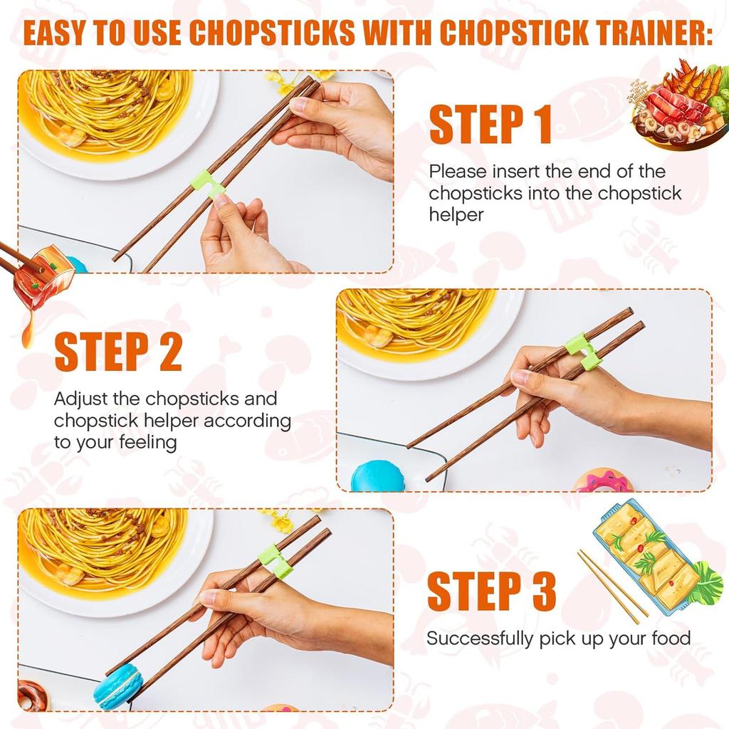5/6/8PCS Training Chopsticks for Adults Beginner Trainers or Learner - Only Chopsticks Trainers Helpers Plastic Hinges Connector