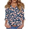 Women's Casual 3/4 Sleeve Tops V-Neck Sleeve T-Shirt Floral Print Tops
