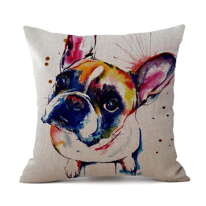 Creative Bulldog Pillow Case Linen Cartoon Dog Decorative Pillowcases Cute Bulldog Throw Pillow Case Kussensloop Almohada Zt274