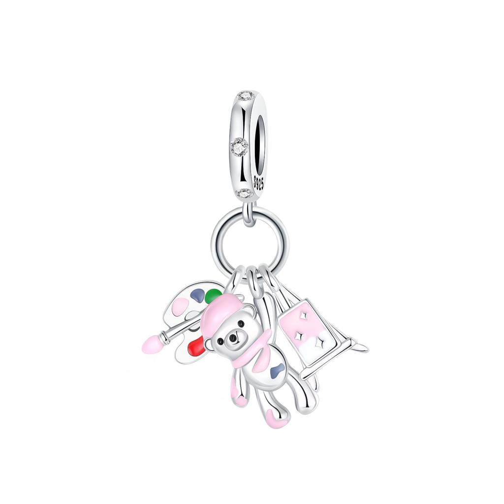 925 Silver Polar Bear Love Bead Happy Bear Series Fit Diy Bracelet Necklace Cute Kids Birthday Party Gifts